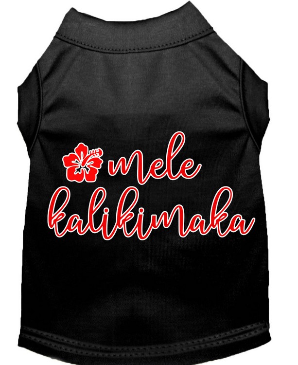 Mele Kalikimaka Screen Print Dog Shirt Black Med